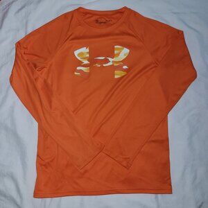 NWOT Boys Long Sleeve Orange Under Armour T Shirt Large